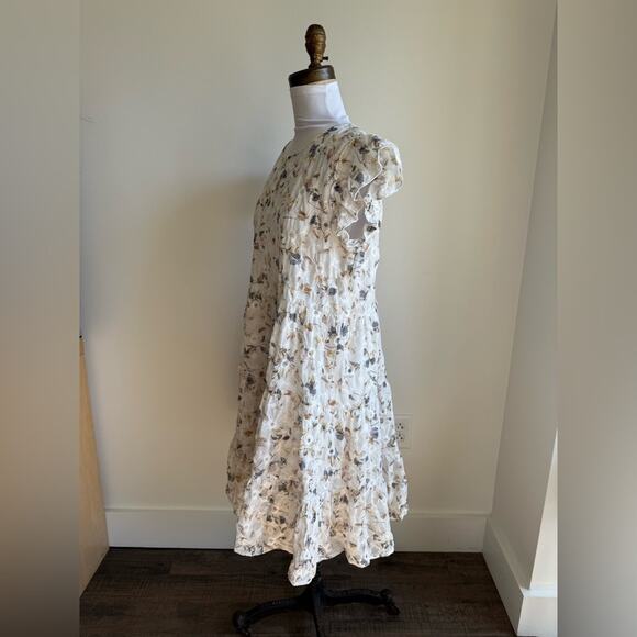 ORANGE CREEK IVORY FLORAL TIERED EMBROIDERED MATERNITY DRESS SIZE MEDIUM - Picture 6 of 9